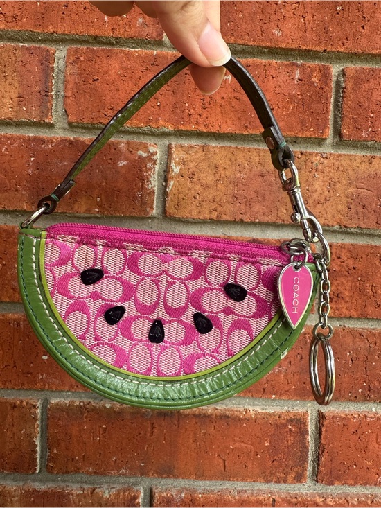 Coach Handbags - Coach Pink and Green Watermelon Wristlet Charm